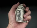 Men`s hand holding bank dollar Royalty Free Stock Photo