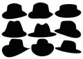 Men`s hats in the set Royalty Free Stock Photo