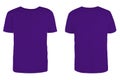 Men`s indigo blank T-shirt template,from two sides