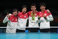 Men`s Japan team silver medal at the Olympic Games 2016 Royalty Free Stock Photo