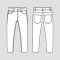 Men`s jeans.  Technical sketch. Vector illustration. Mockup template Royalty Free Stock Photo