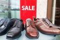 Men's Leather Shoes Sale Display Royalty Free Stock Photo