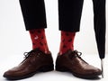 Men`s legs in bright socks and stylish shoes Royalty Free Stock Photo