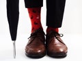 Men`s legs in bright socks and stylish shoes Royalty Free Stock Photo