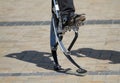 Men's legs for jumping stilts Royalty Free Stock Photo