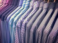 Men`s Long Sleeve Patterned Shirts on Rack Royalty Free Stock Photo