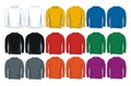 Men`s long sleeves  round neck t-shirt templates, Front and back views. Royalty Free Stock Photo