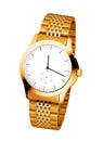 Men`s luxury gold wrist watch on white