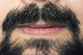 Men's mustaches and lips closeup