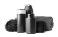 Set with men`s personal hygiene products on white background Royalty Free Stock Photo