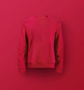 Men`s red color long sleeve t-shirt on red color background