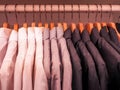 Men`s shirts in the closet