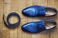 Men`s shoes and glasses Royalty Free Stock Photo