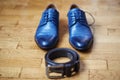 Men`s shoes and glasses Royalty Free Stock Photo