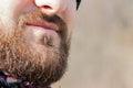 Men`s short beard and lips close up Royalty Free Stock Photo