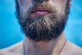 Men`s short beard and lips close up. Royalty Free Stock Photo