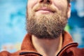 Men`s short beard and lips close up Royalty Free Stock Photo