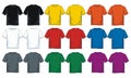 Men`s short round neck t-shirt templates, Front and back views.