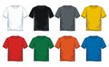 Men`s short round neck t-shirt templates, Front views.