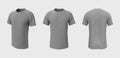 Men`s short-sleeve raglan t-shirt mockup in front, side and back views Royalty Free Stock Photo