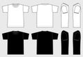 Men`s short-sleeve Tshirts illustration with side view / white,black Royalty Free Stock Photo