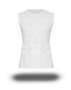 Men`s slim-fitting short sleeveless shirt on white background with shadow