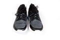 Men`s sports shoes gray sneakers shot large on a white background. Sport shoes. Comfort
