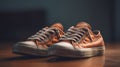 Men\'s stylish brown sneakers. Al generated