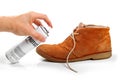 Men's suede shoe protection with spray