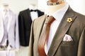 Mens suits with shirts and ties in store Royalty Free Stock Photo