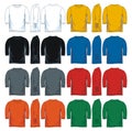 Men`s three-quarter round neck t-shirt templates, Vector illustration.