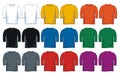 Men`s three-quarter round neck t-shirt templates, Front and back views.