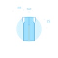 Men`s Trousers Flat Vector Illustration, Icon. Light Blue Monochrome Design. Editable Stroke Royalty Free Stock Photo