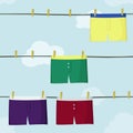 Men`s underwear hanging on clothesline Royalty Free Stock Photo