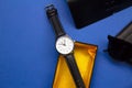 Men`s watch  on white background.Copy space.Men`s wrist watch Royalty Free Stock Photo