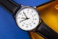 Men`s watch  on white background.Copy space.Men`s wrist watch Royalty Free Stock Photo