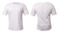 Men`s white blank T-shirt template, front and back, design mockup for print, isolated on white background Royalty Free Stock Photo