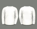 Men's white sweatshirt long sleeve in front and back views. Vector template. Fully editable handmade mesh