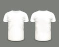 Men's white t-shirt short sleeve in front and back views. Vector template. Fully editable handmade mesh Royalty Free Stock Photo