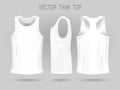 Men`s white tank top template in three dimensions: front, side and back view. Royalty Free Stock Photo