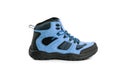 Men`s winter boots blue for expeditions of travel isolated on a white background