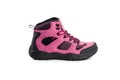 Men`s winter boots pink for expeditions of travel isolated on a white background