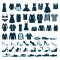 Mens and Women Clothes and shoes icons - Illustrat Royalty Free Stock Photo