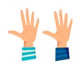 Men`s and women`s hands with gestures. Giving high five,