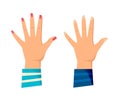 Men`s and women`s hands with gestures. Giving high five,