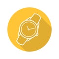 Men's wristwatch flat linear long shadow icon