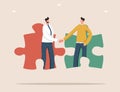 Men shaking hands in puzzles Royalty Free Stock Photo