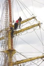 Men on ship mast Royalty Free Stock Photo