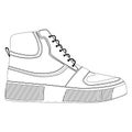 Men shoes high top sneakers isolated. Male man season shoes icons. Technical sketch Royalty Free Stock Photo