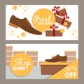 Men shoes horizontal banners for advertising